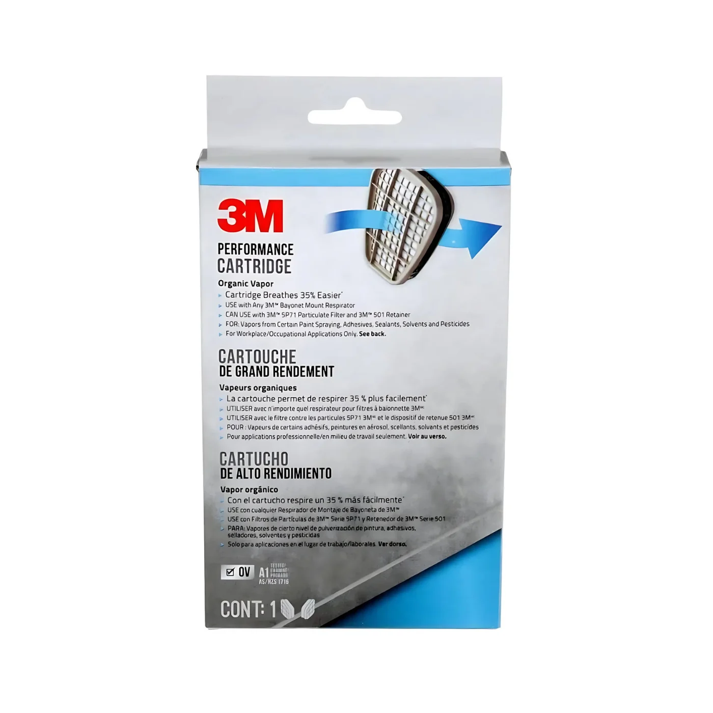 Cartuchos 3M 6001 para Vapores Orgánicos - Protección Eficaz para Mascarillas 3M - Imagen de 3