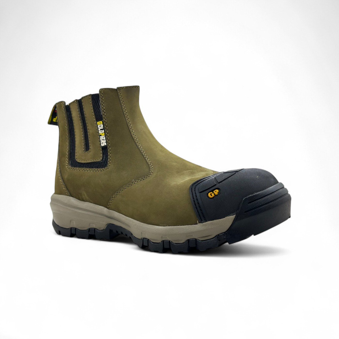 Botas Campera Goldpiers Caña Baja Olivo con Punta de Acero y Suela Antideslizante - Imagen de 2