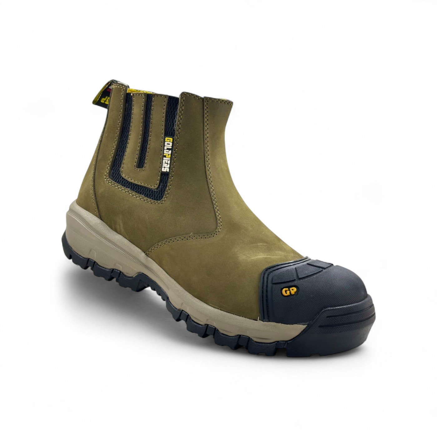 Botas Campera Goldpiers Caña Baja Olivo con Punta de Acero y Suela Antideslizante - Imagen de 4