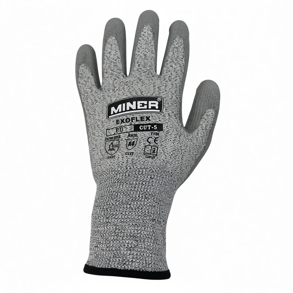 Guante Anticorte Miner Multiflex CUT-5 Certificado Nivel 5 Gris