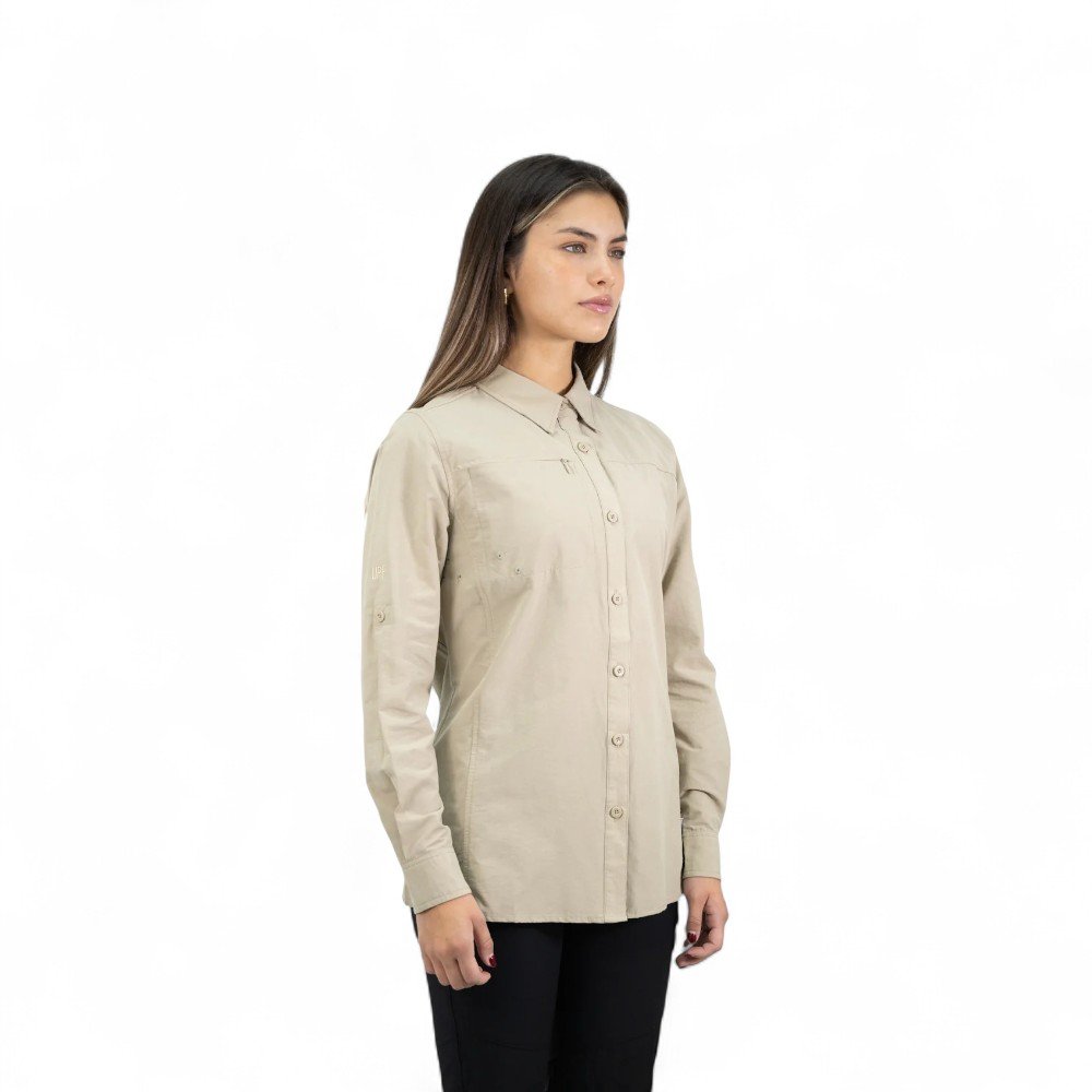 Camisa Hardwork Duck Dry Mujer Beige - Protección UV, Tecnología Quick Dry y Versatilidad - Imagen de 2