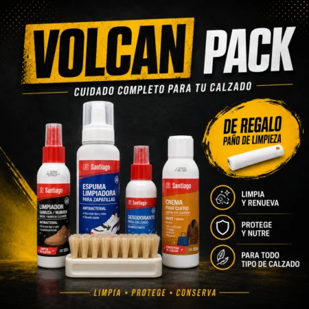Volcan Pack de Limpieza para Calzado Santiago | 5 Artículos + Paño Microfibra Regalo | Antibacterianos y Cuidadores 🧴👟