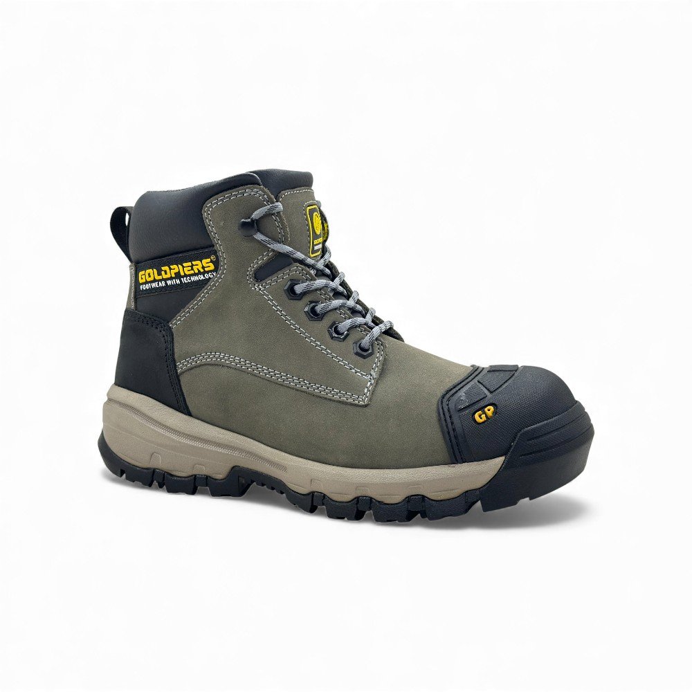 Botín de Seguridad Goldpiers Templar Gris | Cuero Nobuck, Puntera de Acero y Suela EVA+Caucho 🥾⚙️