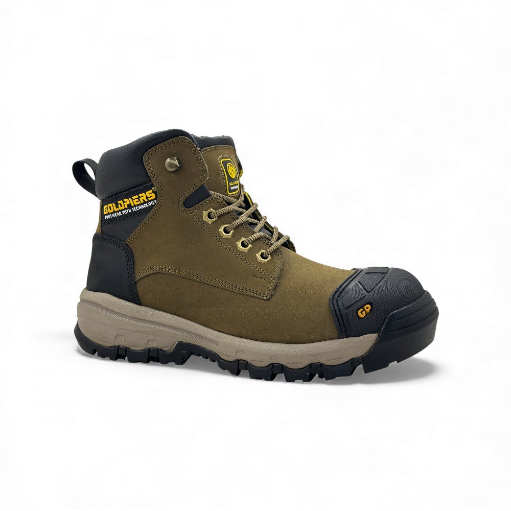 Botín de Seguridad Goldpiers Templar Verde Olivo | Cuero Nobuck, Puntera de Acero y Suela EVA+Caucho 🥾🍃