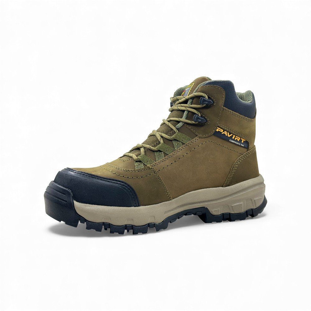 Botín de Seguridad Pavirt Darius Olivo | Cuero Nobuck, Puntera de Vaquelita y Suela EVA+Caucho 🥾🍃 - Imagen de 3