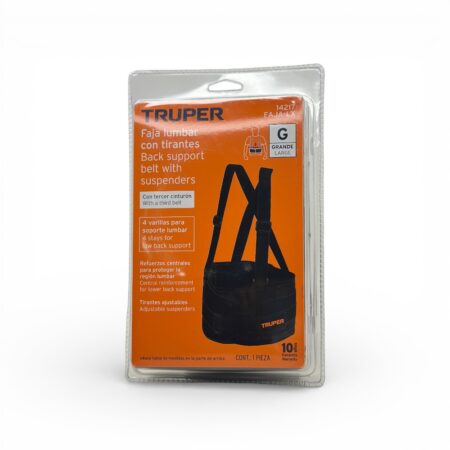 Cinturón Soporte Lumbar TRUPER | 4 Varillas + Ajuste Hook & Loop