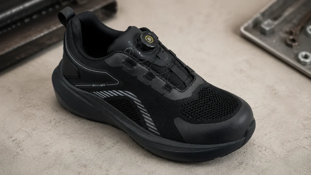 Detalle del ajuste y la boca de la zapatilla de seguridad BLADE de Volcano Pro