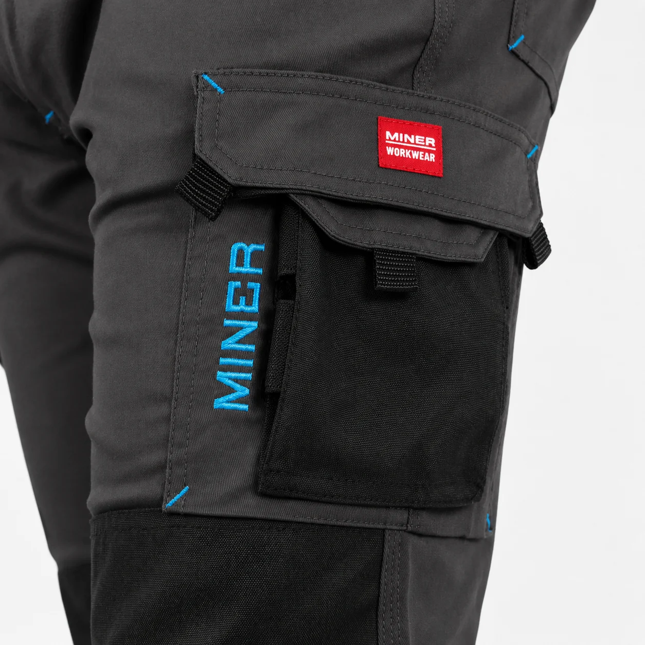 Pantalón de Trabajo Miner Spandex Gris con Quickdry y UV+50 - Imagen de 2