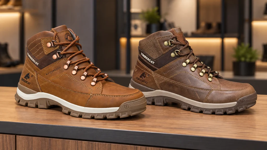 Botines Cronox Timbercat en sus presentaciones nobuck y Álamo
PROMPT NEGATIVO:
Colores supuestos, logos de otras marcas, suelas rediseñadas, costuras nuevas, puntera expuesta, cortes técnicos, certificados, chispas, agua, barro, trabajadores en riesgo, texto, precios, marcas de agua, productos recortados.
**Nombre de archivo:** `timbercat-zapatos-peru-guia-compra-2.webp`
**Texto alternativo:** Botín Cronox Timbercat de cuero nobuck