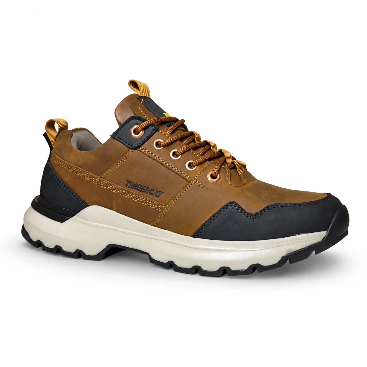 Zapatilla casual Timbercat Colorado de cuero nobuck marrón sobre fondo blanco