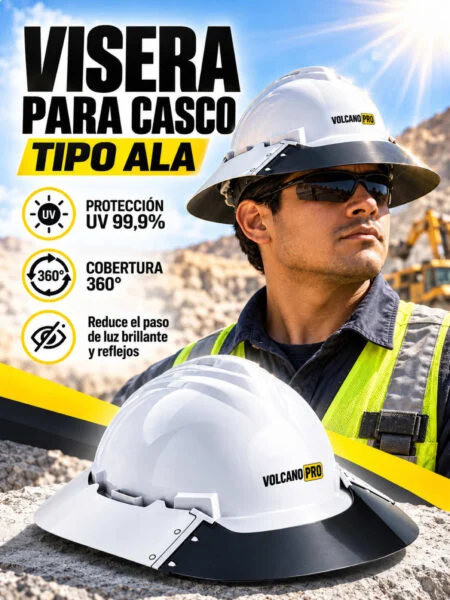 Visera para casco con protección solar UV. Excelente para minería y obras donde estas expuesto al sol y no basta&hellip;